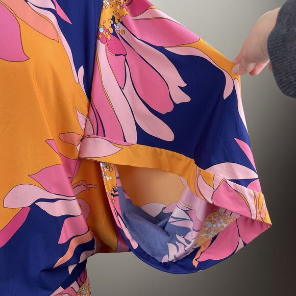 Trina Turk M Breeze Floral Swimsuit Jersey Cover Up Retro Caftan Tunic Dress - Picture 5 of 12